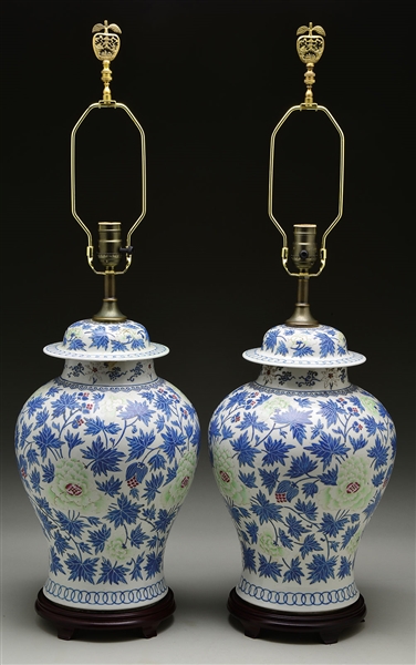 PR BL &WHITE COVERED JAR LAMPS                                                                                                                                                                          
