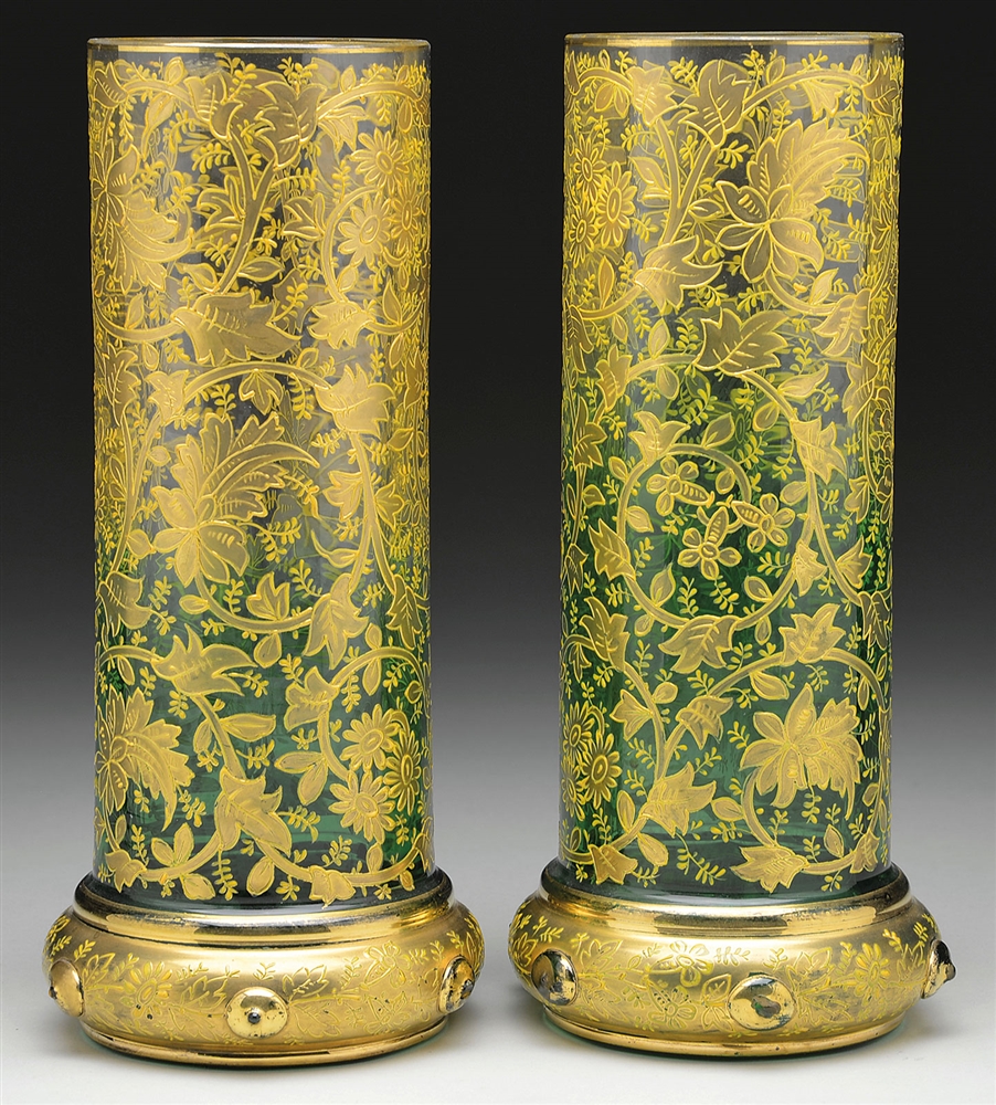 PAIR OF MOSER DECORATED VASES                                                                                                                                                                           