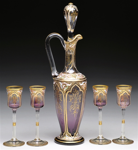 MOSER DECORATED CORDIAL SET                                                                                                                                                                             