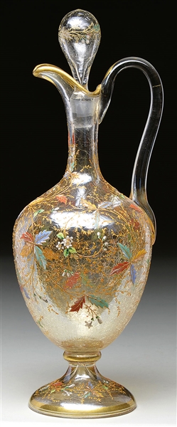 MOSER CRACKLE DECORATED DECANTER                                                                                                                                                                        