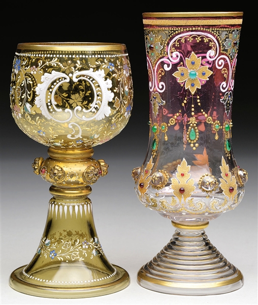 2 MOSER DECORATED GOBLETS                                                                                                                                                                               