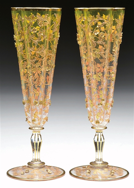 PR MOSER DECORATED CHAMPAGNE FLUTES                                                                                                                                                                     