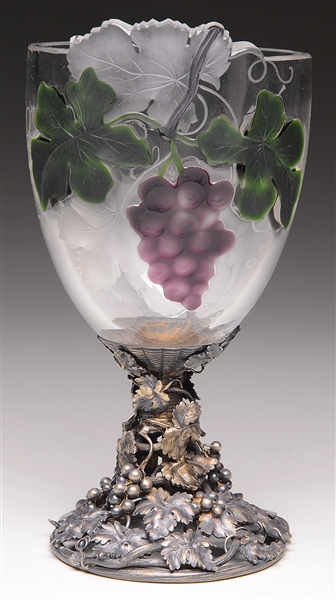 MOSER MARQUETRY & SILVER GOBLET                                                                                                                                                                         