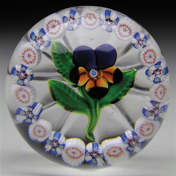 ANTIQUE ST. LOUIS MINIATURE PANSY PAPERWEIGHT                                                                                                                                                           