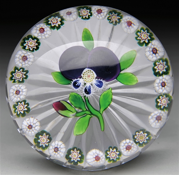 ANTIQUE TYPE I BACCARAT PANSY PAPERWEIGHT                                                                                                                                                               