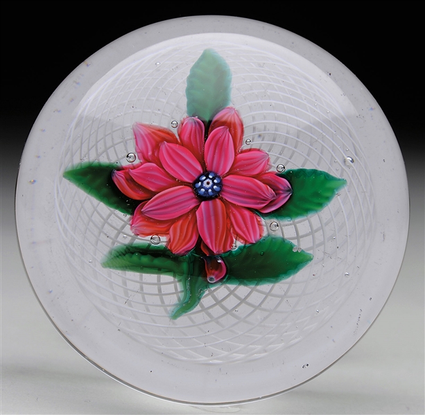 ANTIQUE NEW ENGLAND GLASS POINSETTIA PAPERWEIGHT                                                                                                                                                        