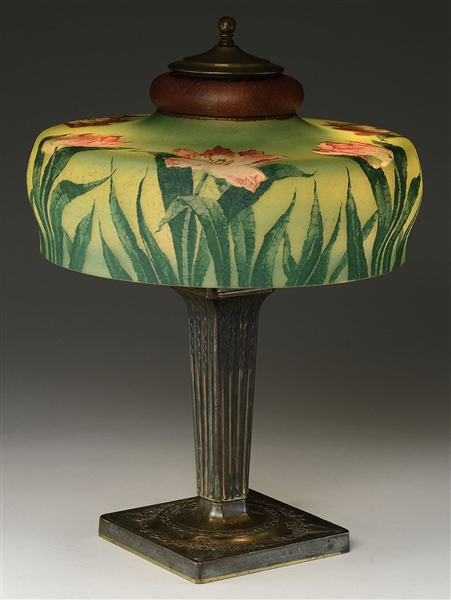 PAIRPOINT OBVERSE PAINTED FLORAL TABLE LAMP                                                                                                                                                             