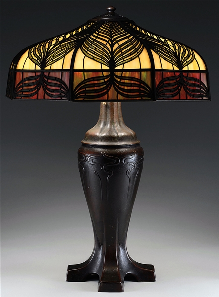 HANDEL PEACOCK FEATHER TABLE LAMP                                                                                                                                                                       