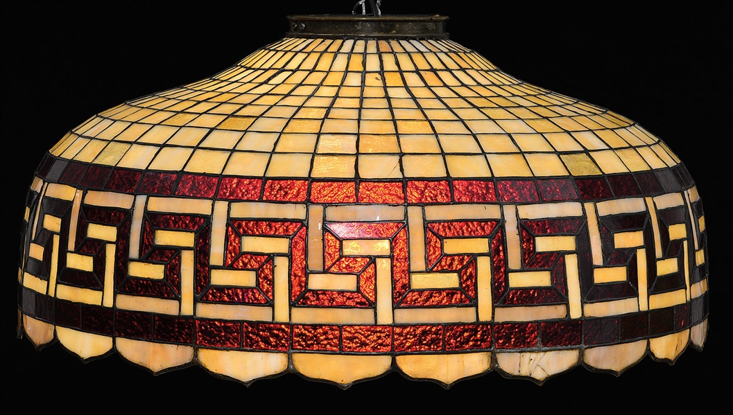 LEADED GLASS HANGING SHADE                                                                                                                                                                              