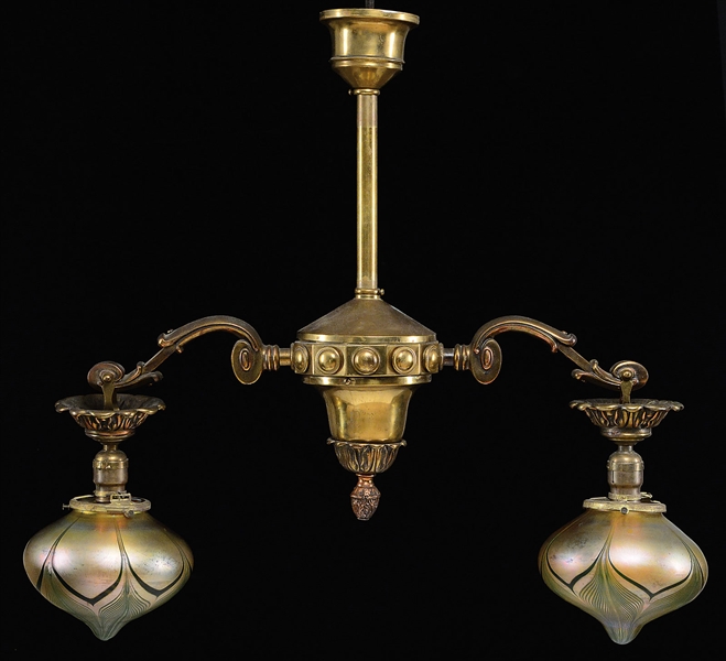 AMERICAN ART GLASS HANGING LAMP                                                                                                                                                                         