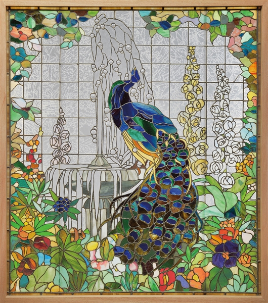 PEACOCK STAINED GLASS WINDOW                                                                                                                                                                            