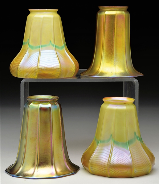 TWO PAIRS ART GLASS SHADES                                                                                                                                                                              