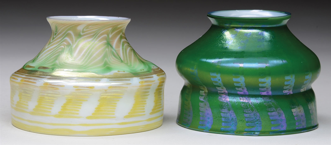 TWO TIFFANY FAVRILE ART GLASS SHADES                                                                                                                                                                    