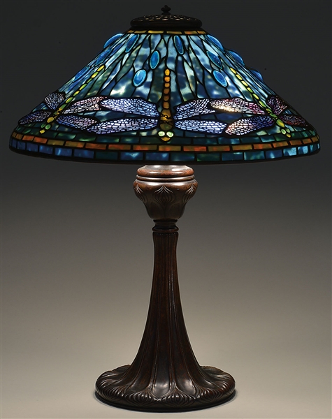 TIFFANY STUDIOS DRAGONFLY TABLE LAMP                                                                                                                                                                    