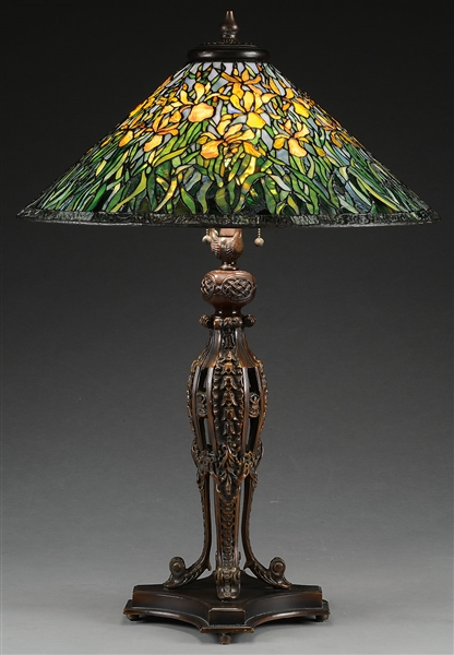 MONUMENTAL SOMERS STAINED GLASS LAMP                                                                                                                                                                    