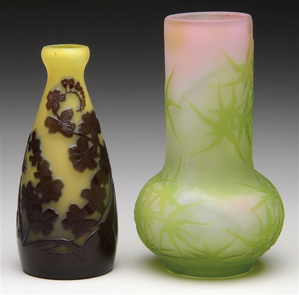 TWO GALLE CAMEO VASES                                                                                                                                                                                   