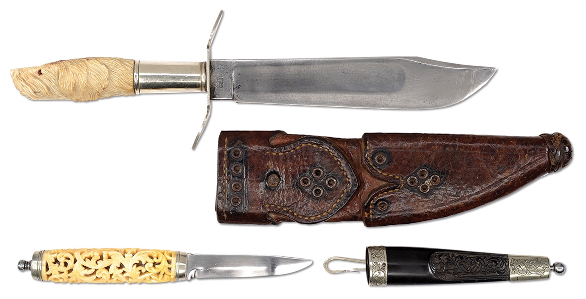 TWO CARVED ETHNIC KNIVES                                                                                                                                                                                