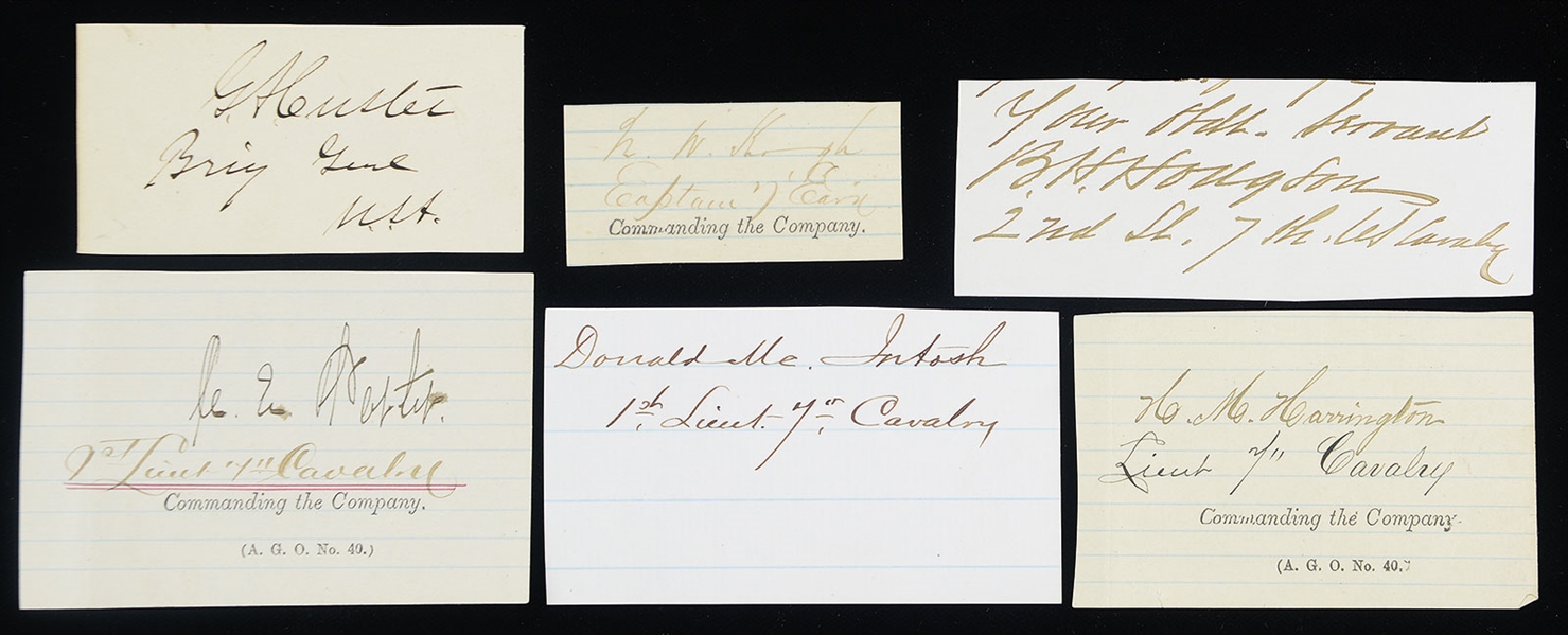 VERY RARE GROUPING OF SIX AUTOGRAPHS OF 7TH CAVALRY OFFICERS KILLED AT THE LITTLE BIG HORN                                                                                                              