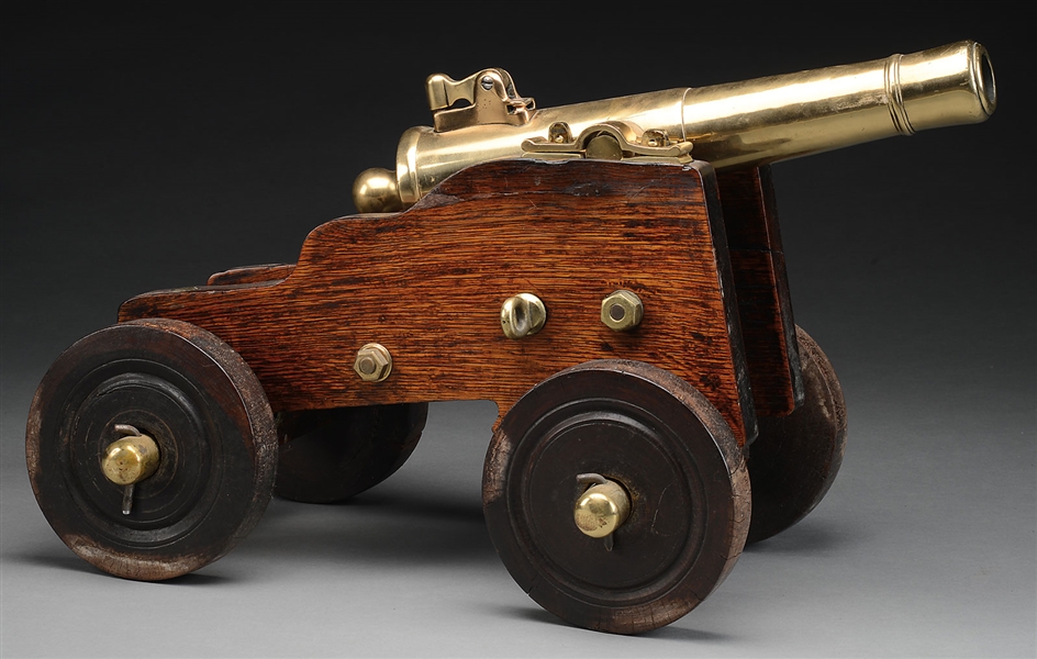 19TH CENT BRONZE YACHT CANNON & CARRIAGE                                                                                                                                                                