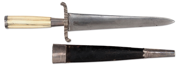 IVORY - RARE AMERICAN SILVER HILTED NAVAL DIRK CIRCA 1800 THOUGHT TO BE MADE BY SAUNDERS OF RHODE ISLAND.                                                                                               
