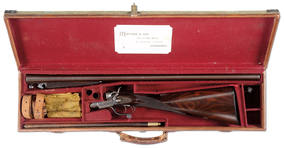 MORTIMER & SON UNDERLEVER HAMMER GAME GUN, 7504, 12 GA., MODERN                                                                                                                                         