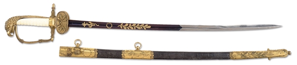 IVORY - FINEST KNOWN PATTERNED 1830 US NAVAL OFFICERS SWORD.                                                                                                                                           
