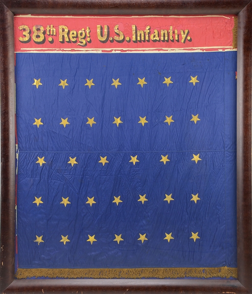 HISTORIC AND IMPORTANT FLAG OF THE ALL BLACK 38TH REGIMENT US INFANTRY.                                                                                                                                 