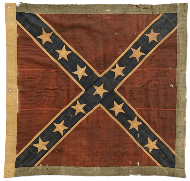 FINE & HISTORIC ARMY OF NORTHERN VIRGINIA BATTLE FLAG CARRIED BY TUCKERS NAVAL BRIGADE AT BATTLE OF SAILORS CREEK.                                                                                  