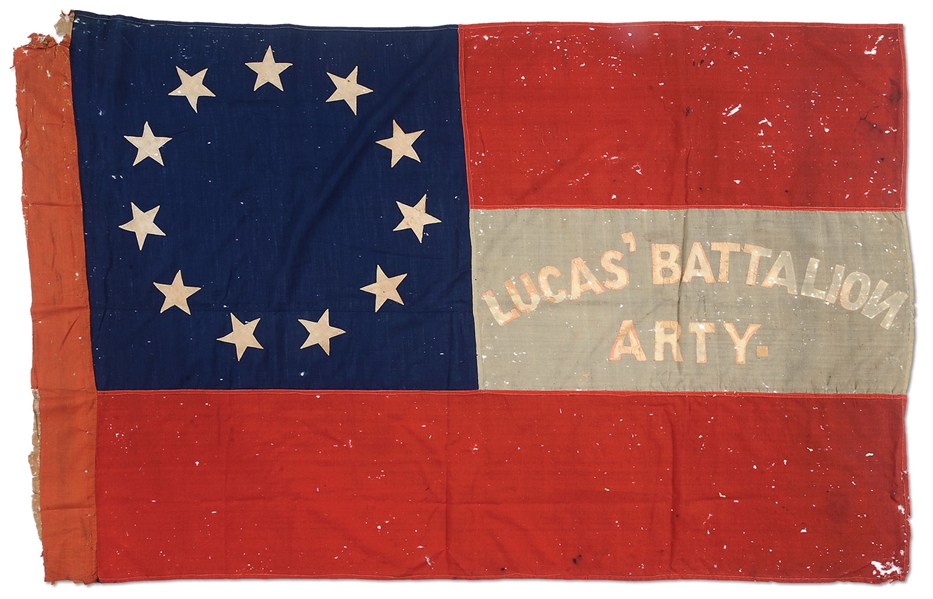 CONFEDERATE 1ST NATIONAL BATTLE FLAG OF THE 15TH SOUTH CAROLINA HEAVY ARTILLERY BATTALION "LUCAS ARTILLERY".                                                                                            