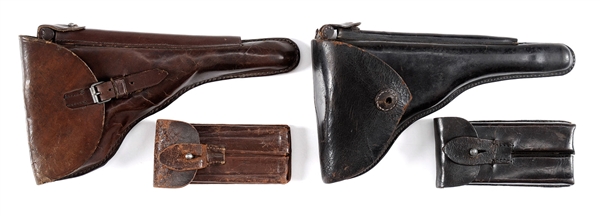 PAIR OF NAVY LUGER PISTOL HOLSTERS AND MAGAZINE POUCHES.                                                                                                                                                