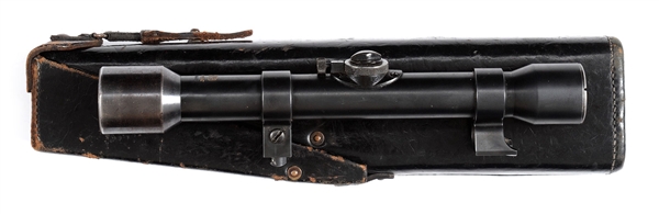 EXTREMELY RARE WEIMAR PERIOD CARL ZEISS ZIELVIER SCOPE IN UNIT MARKED ZF 39 PRECURSOR LEATHER CASE.                                                                                                     