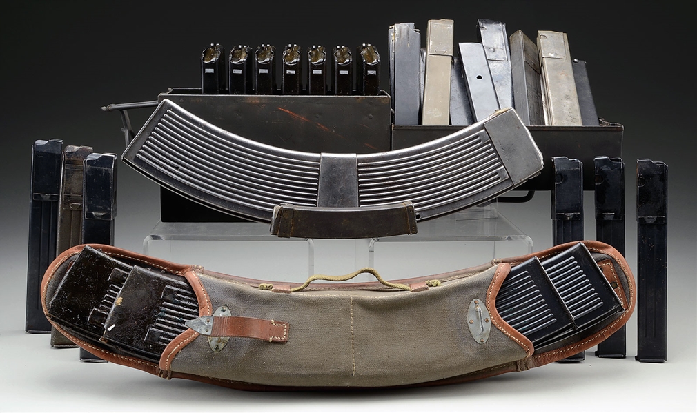 COLLECTOR’S GROUP OF MISCELLANEOUS LIGHT-AND SUB-MACHINE GUN MAGAZINES INCLUDING RARE MP 3008 AND VILLARPEROSA MAGAZINES.                                                                               