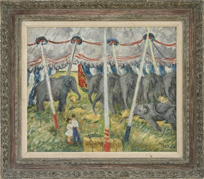 WALDO PEIRCE (AMERICAN, 1844-1970) "ELEPHANTS AT TUCSON"                                                                                                                                                