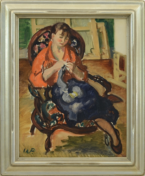 WALDO PEIRCE (AMERICAN, 1884-1970) WOMAN KNITTING                                                                                                                                                       