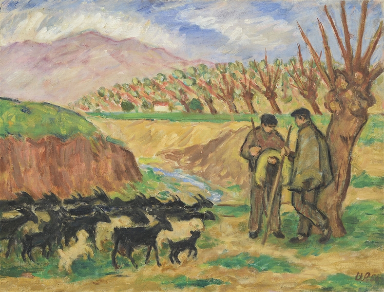 WALDO PEIRCE (AMERICAN, 1884-1970) "OXEN, SPAIN" AND "SPANISH SHEPHERDS"                                                                                                                                