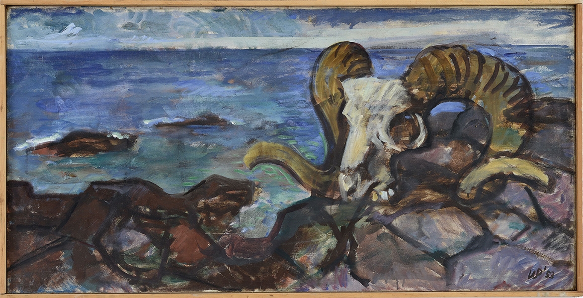 WALDO PEIRCE (AMERICAN, 1884-1970) "RAMS SKULL BY THE SEA"                                                                                                                                              