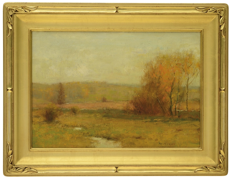 BRUCE CRANE (AMERICAN, 1857 - 1937) FALL LANDSCAPE OIL ON CANVAS
HOUSED IN MODERN GILT WOOD FRAME
SIGNED LOWER RIGHT "BRUCE CRANE"...                                                                 