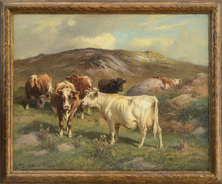 WILLIAM HENRY HOWE (AMERICAN, 1844-1929) COWS GRAZING                                                                                                                                                   