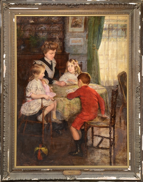 ALKAN LEVY (AMERICAN, 19TH/20TH CENTURY) "THE FAMILY READING LESSON"                                                                                                                                    