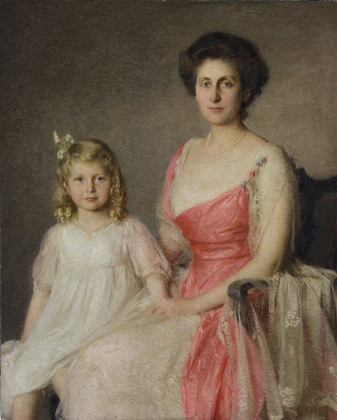 EDWARD WILBUR DEAN HAMILTON (AMERICAN, 1862-1943) PORTRAIT OF A BOSTON LADY WITH DAUGHTER                                                                                                               