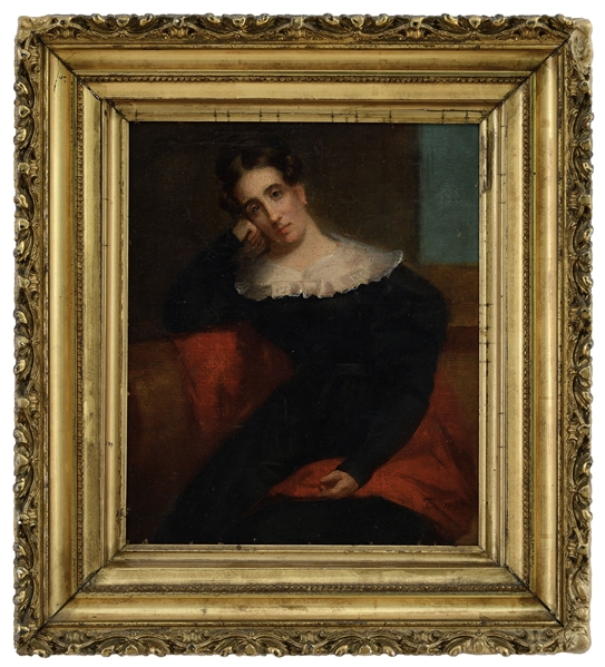 THOMAS SULLY (AMERICAN, 1783-1872) "PORTRAIT OF HELEN SULLIVAN" OIL ON CANVAS LAID DOWN ON PANEL
HOUSED IN A PERIOD GILTWOOD FRAME
MONOGRAMMED AND DATED LOWER RIGHT "TS 1837" BEARS TYPED LABEL ON VE