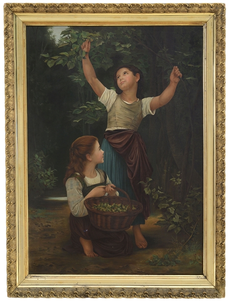 AFTER WILLIAM ADOLPHE BOUGUEREAU (FRENCH, 1825-1905) "COLLECTING HAZELNUTS"                                                                                                                             