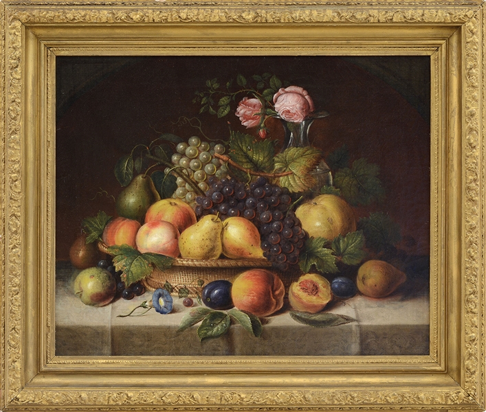 AMERICAN SCHOOL (19TH CENTURY) STILL LIFE OF FRUIT OIL ON CANVAS
HOUSED IN A PERIOD GILT WOOD FRAME
UNSIGNED SIZE: 17" X 21"                                                                          
