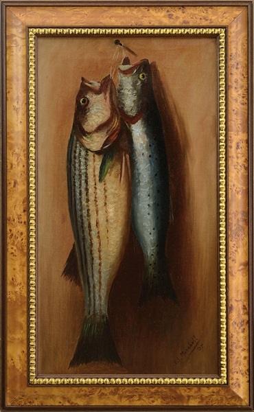 C S MARSHALL (AMERICAN, 19TH/20TH CENTURY) STRIPE BASS AND BLUE FISH                                                                                                                                    