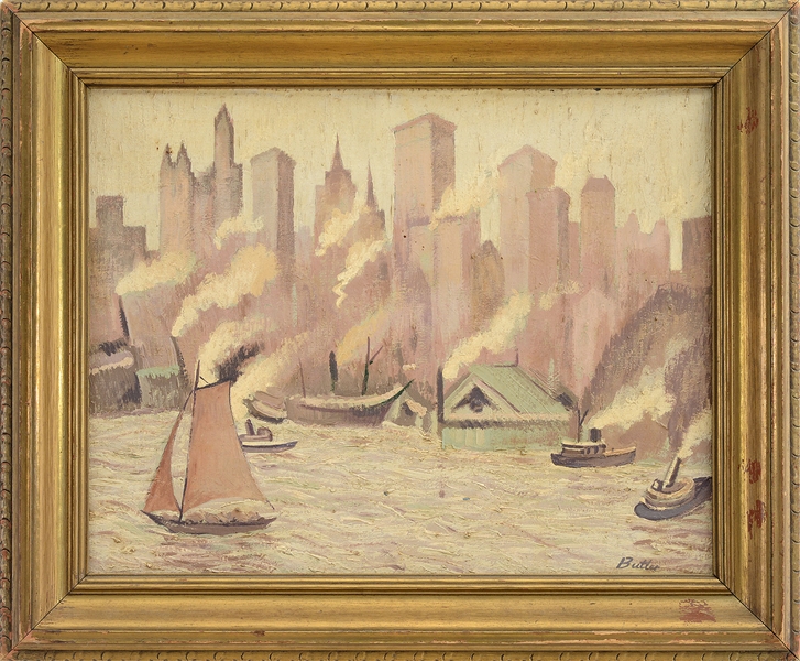BUTLER (AMERICAN SCHOOL, 20TH CENTURY) "MID DAY. EAST RIVER"                                                                                                                                            