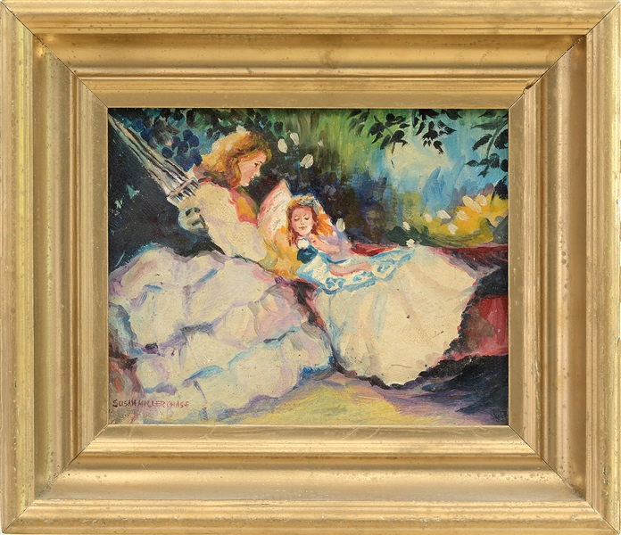 SUSAN M CHASE PAINTING OF 2 GIRLS                                                                                                                                                                       