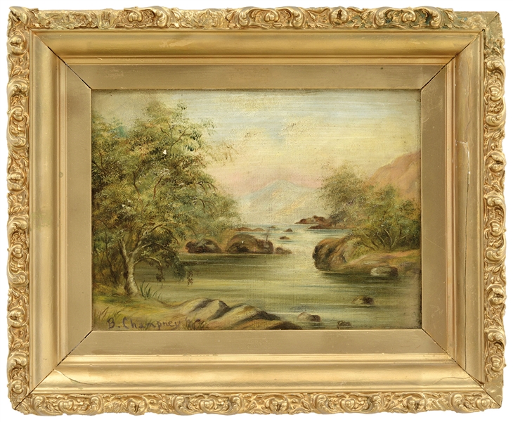 AMERICAN SCHOOL (19TH CENTURY) "WHITE MOUNTAIN NEW HAMPSHIRE" OIL ON CANVAS
HOUSED IN GILT WOOD FRAME
BEARS SIGNATURE "B                                                                              