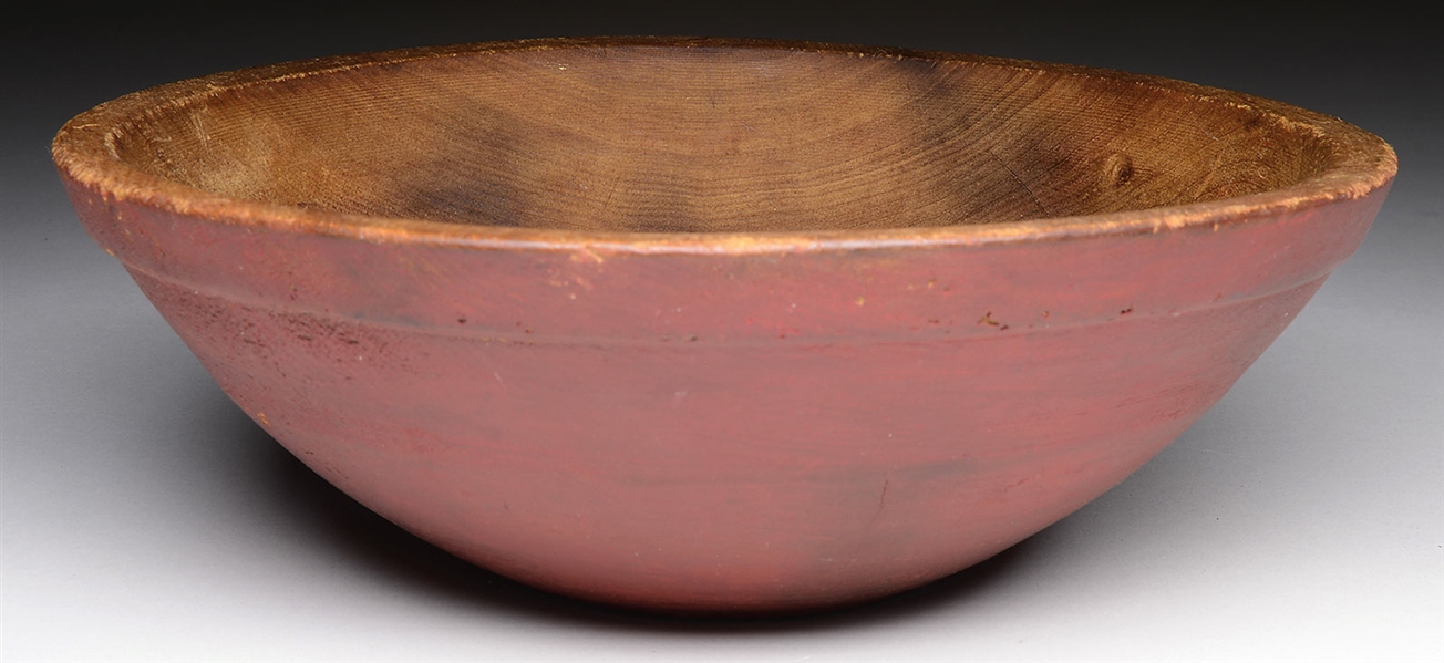 SMALL BEEHIVE BOWL IN RED PAINT.                                                                                                                                                                        