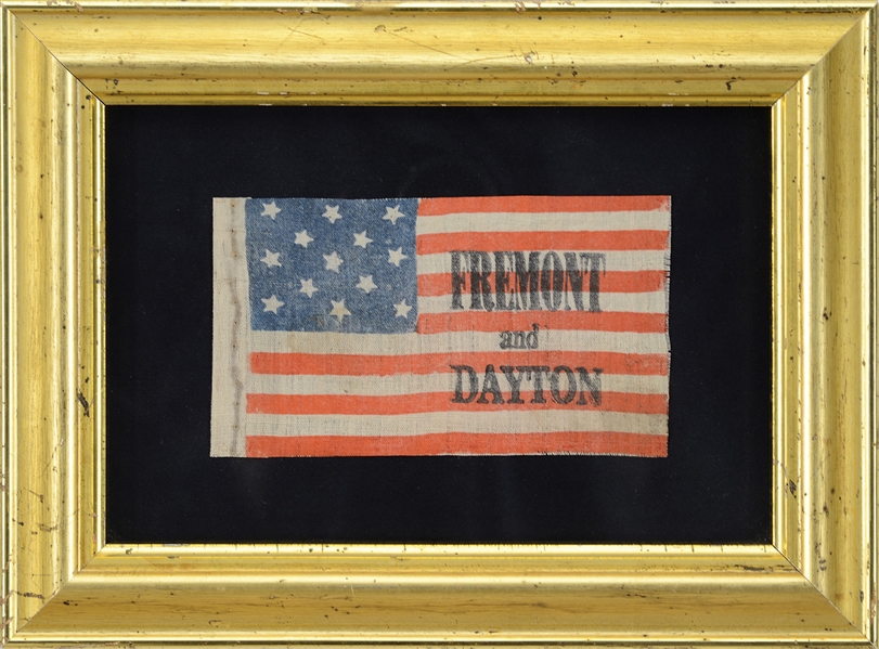 JOHN C FREMONT 1856 PRESIDENTIAL PARADE FLAG AND CAMPAIGN SASH                                                                                                                                          