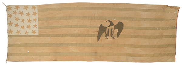 ECLECTIC 19TH CENTURY AMERICAN FOLK ART FLAG                                                                                                                                                            